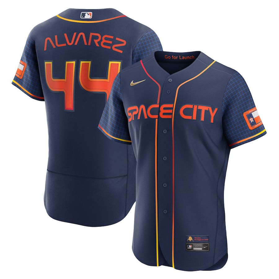 Custom Men Houston Astros 44 Yordan Alvarez Nike Navy 2022 City Connect Authentic Player MLB Jersey